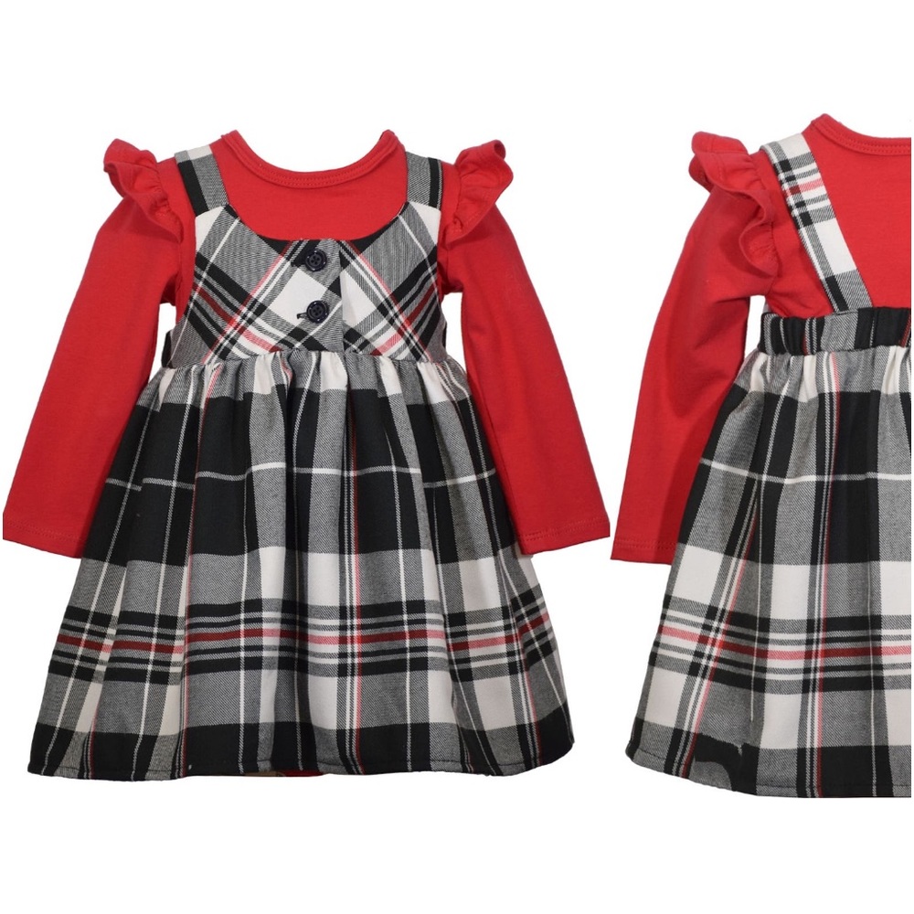 Gerson Flutter Plaid Dress and bodysuit 24m